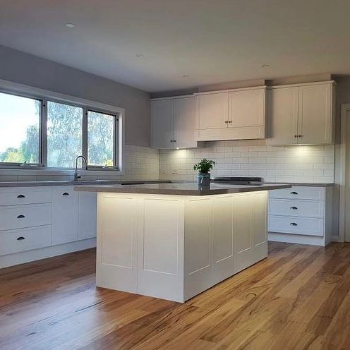 Shaker kitchen with under-cabinet lighting
